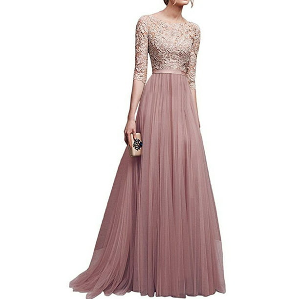 Women Pretty Floral Long Bridesmaid Party Dress Formal Cocktail Prom Gown